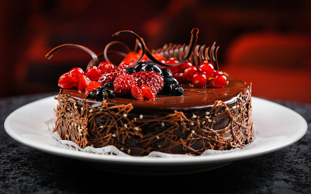 Cake with Fruit covered in oil