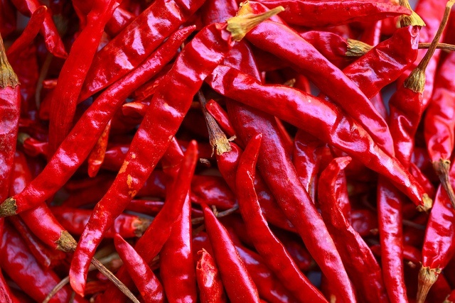 intense red chili peppers